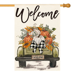 AVOIN colorlife Fall House Flag front view, 28x40 inch