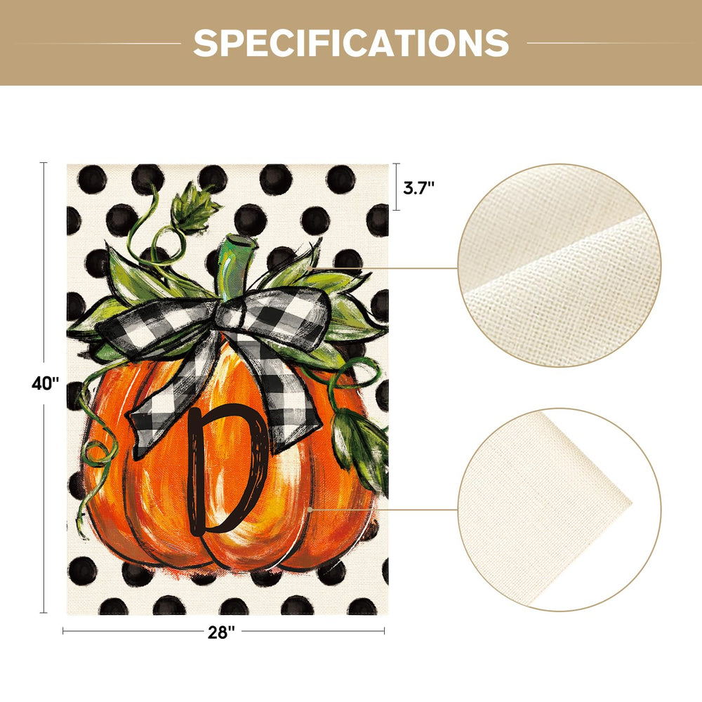 AVOIN colorlife Fall Monogram Letter D House Flag with polka dot accents