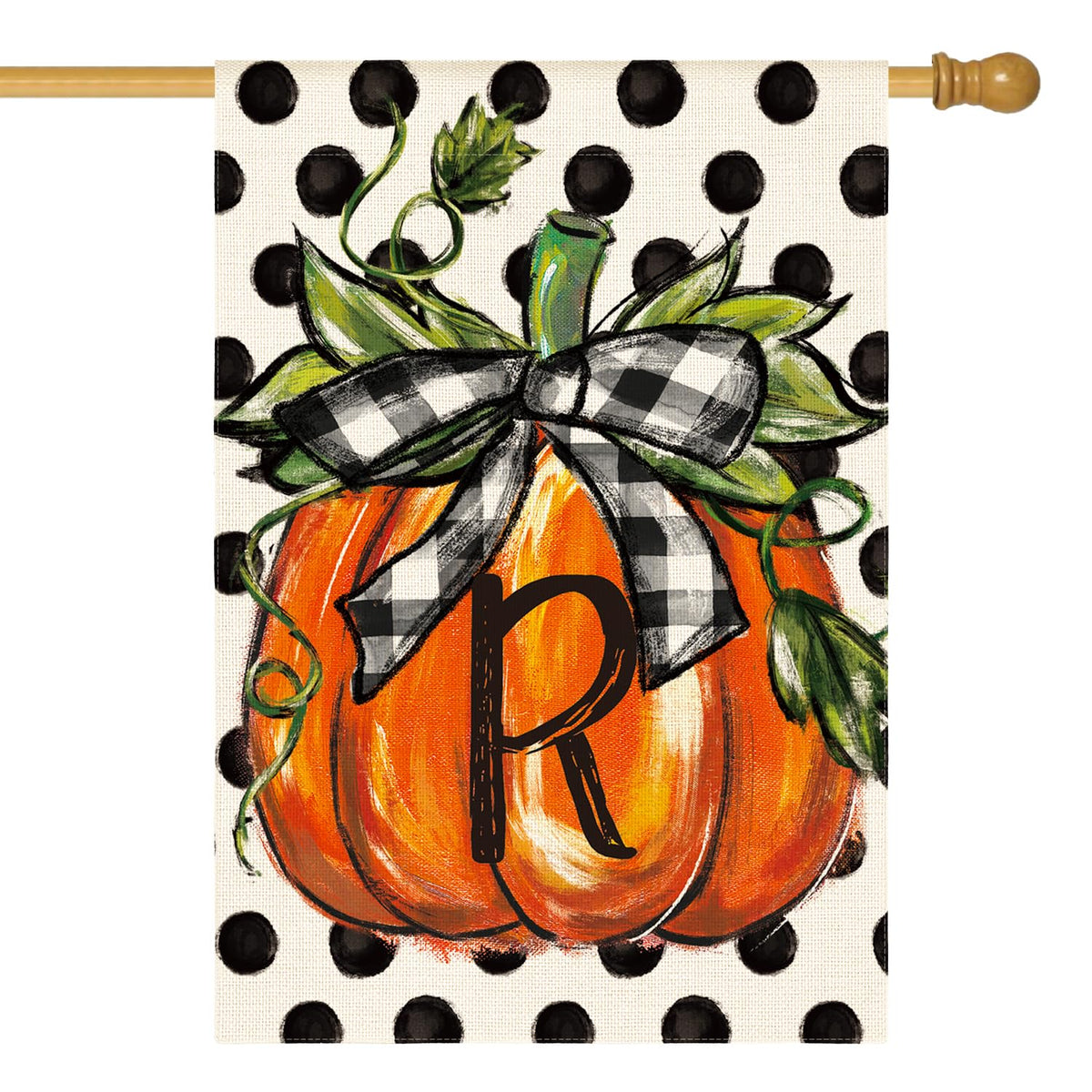 AVOIN colorlife Fall Monogram Letter R House Flag front view