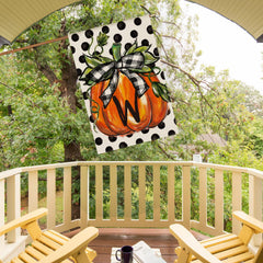 AVOIN colorlife Fall Monogram Letter W House Flag installation with pole sleeve