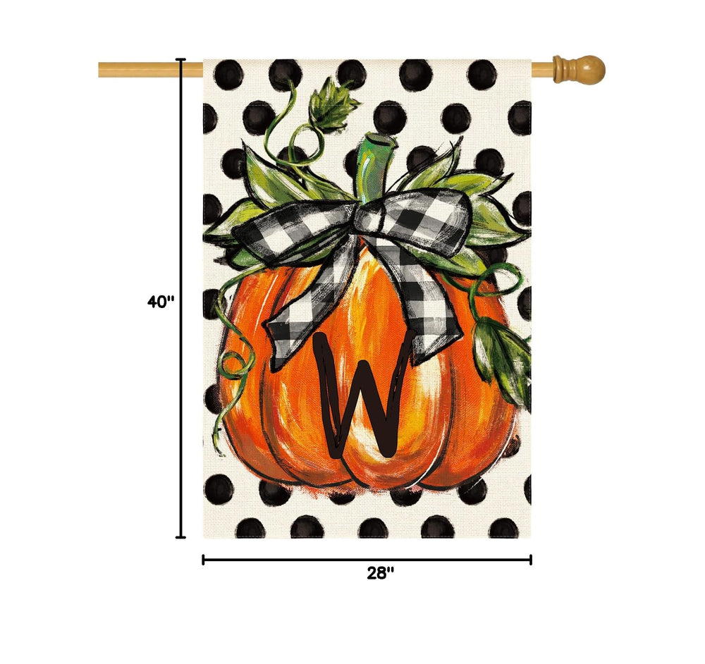 AVOIN colorlife Fall Monogram Letter W House Flag with festive autumn background