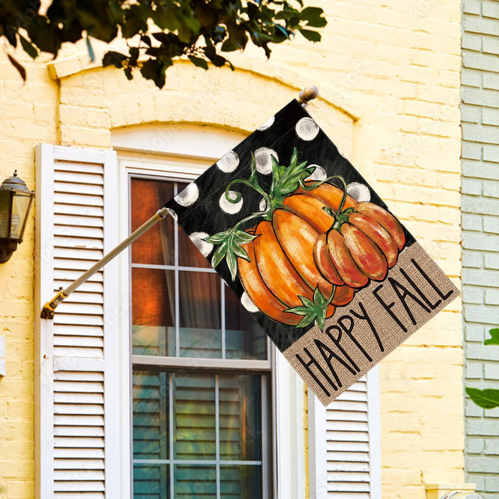 AVOIN colorlife Happy Fall Pumpkin House Flag back view