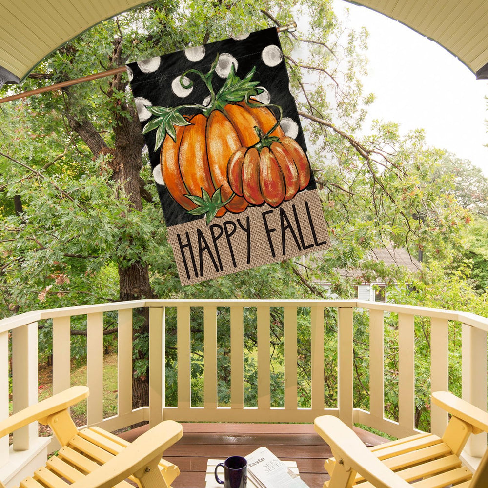 AVOIN colorlife Happy Fall Pumpkin House Flag close-up of sleeve