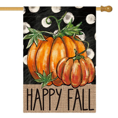 AVOIN colorlife Happy Fall Pumpkin House Flag front view