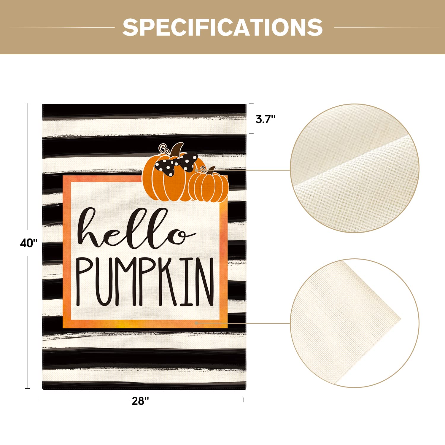 AVOIN colorlife Hello Pumpkin Fall House Flag with tab detail