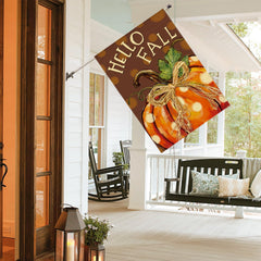 AVOIN colorlife Pumpkin Hello Fall House Flag close-up of design