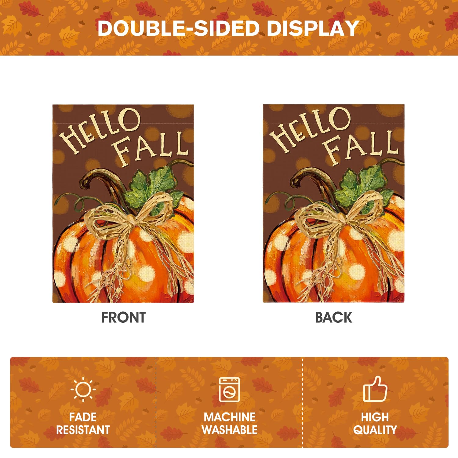 AVOIN colorlife Pumpkin Hello Fall House Flag packaging