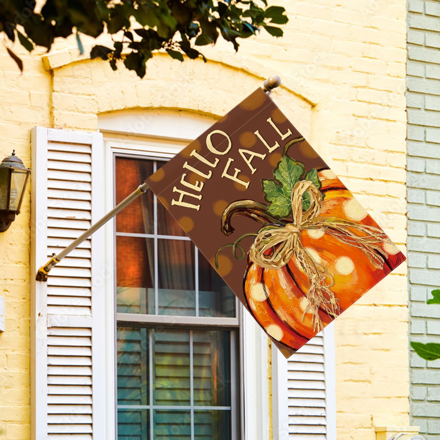 AVOIN colorlife Pumpkin Hello Fall House Flag side view