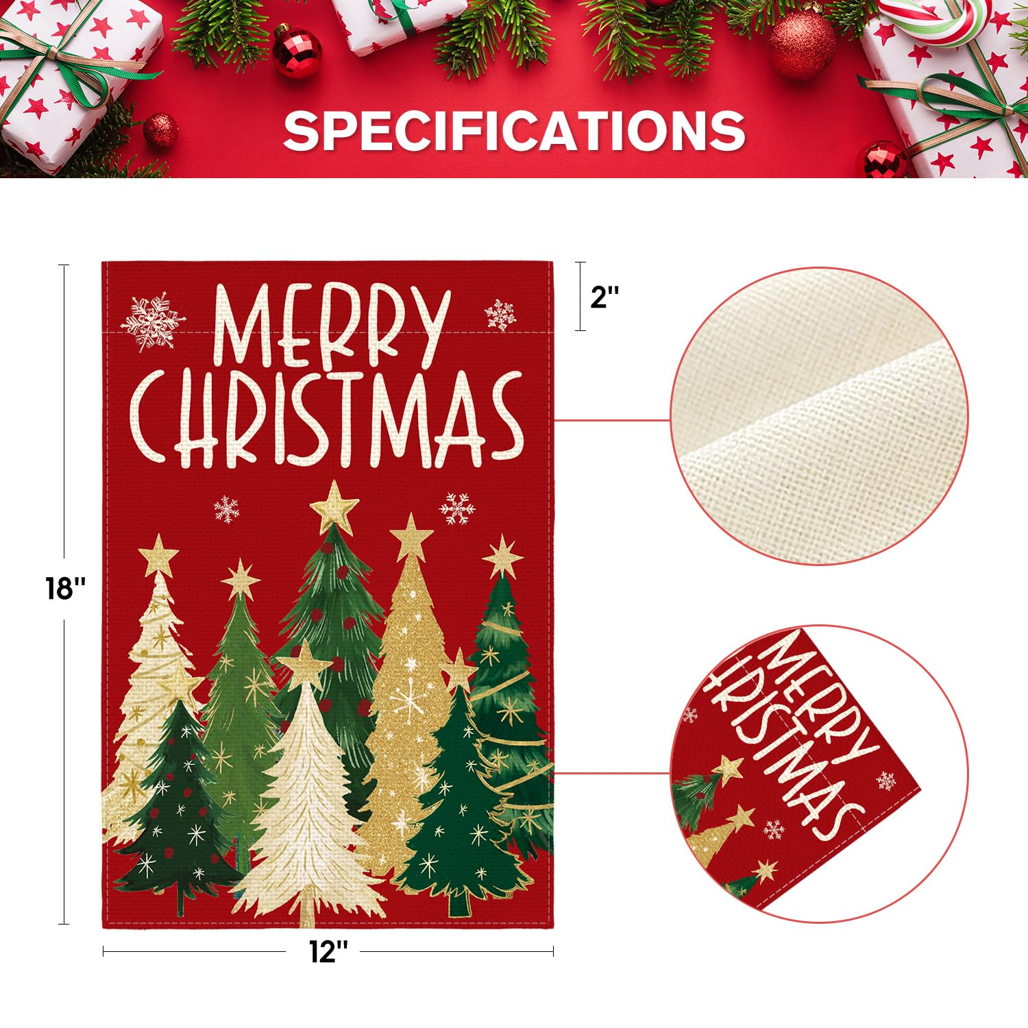 AVOIN colorlife Red Christmas Flag with festive design
