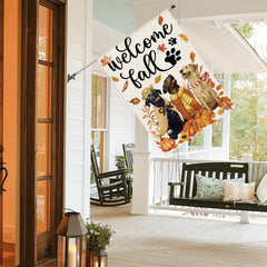 AVOIN colorlife Welcome Fall Dog House Flag close-up of pumpkin motif