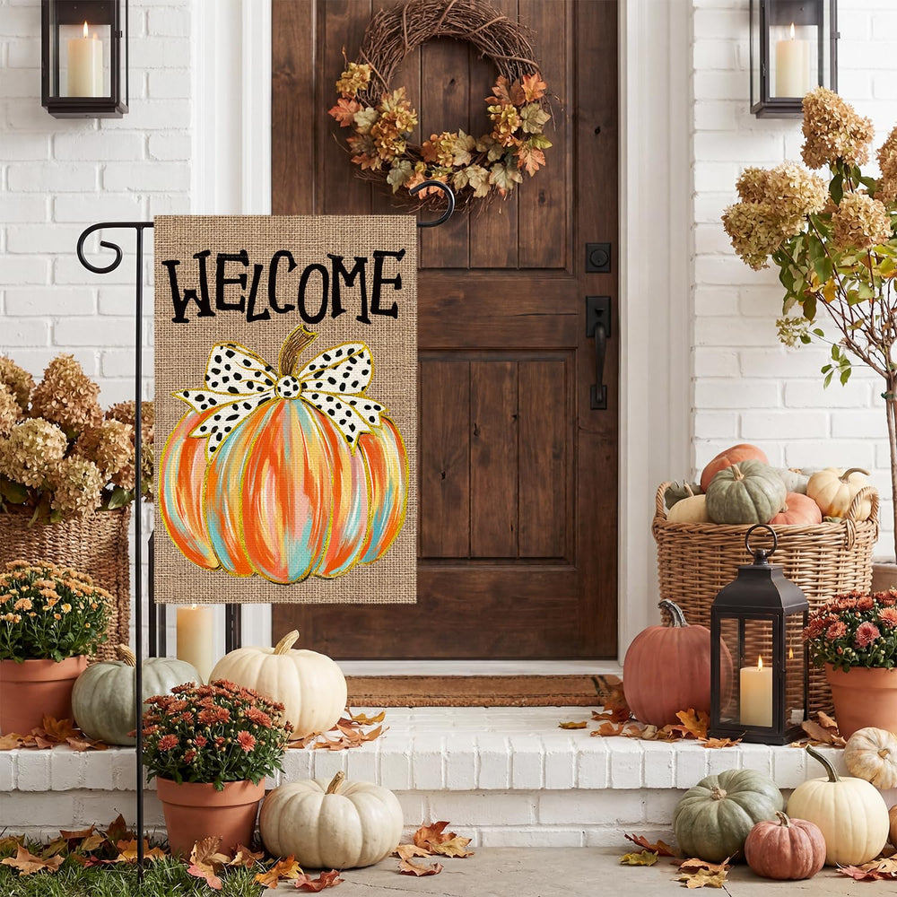 AVOIN colorlife Welcome Fall Garden Flag back view, double-sided design