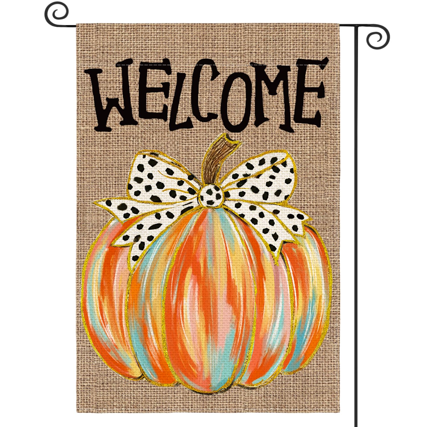 AVOIN colorlife Welcome Fall Garden Flag front view, brown