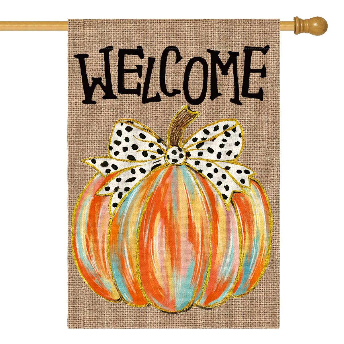 AVOIN colorlife Welcome Fall House Flag front view in brown