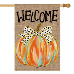 AVOIN colorlife Welcome Fall House Flag front view in brown