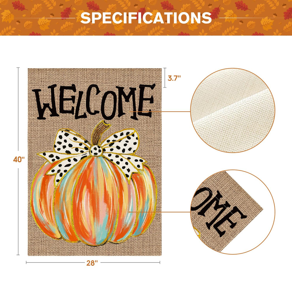 AVOIN colorlife Welcome Fall House Flag in autumn garden setting