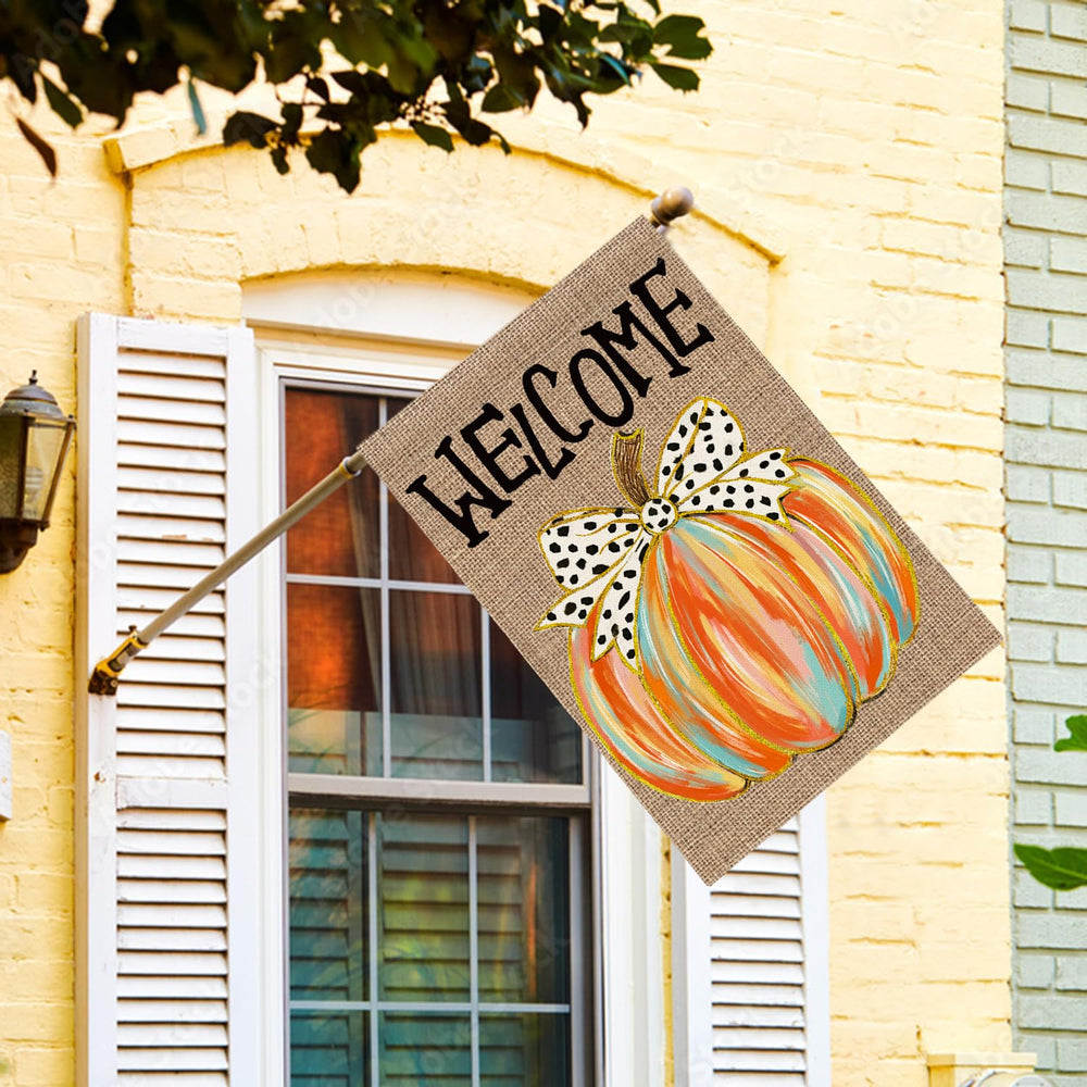 AVOIN colorlife Welcome Fall House Flag side view showing double-sided design