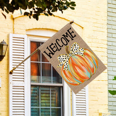 AVOIN colorlife Welcome Fall House Flag side view showing double-sided design