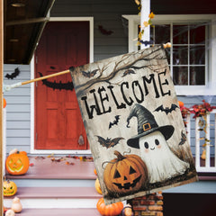 AVOIN colorlife Welcome Halloween flag side view showing double-sided design