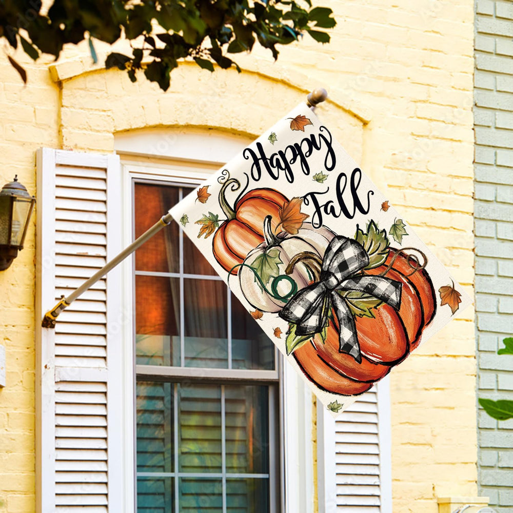 AVOIN Happy Fall House Flag double sided design showcasing fall theme