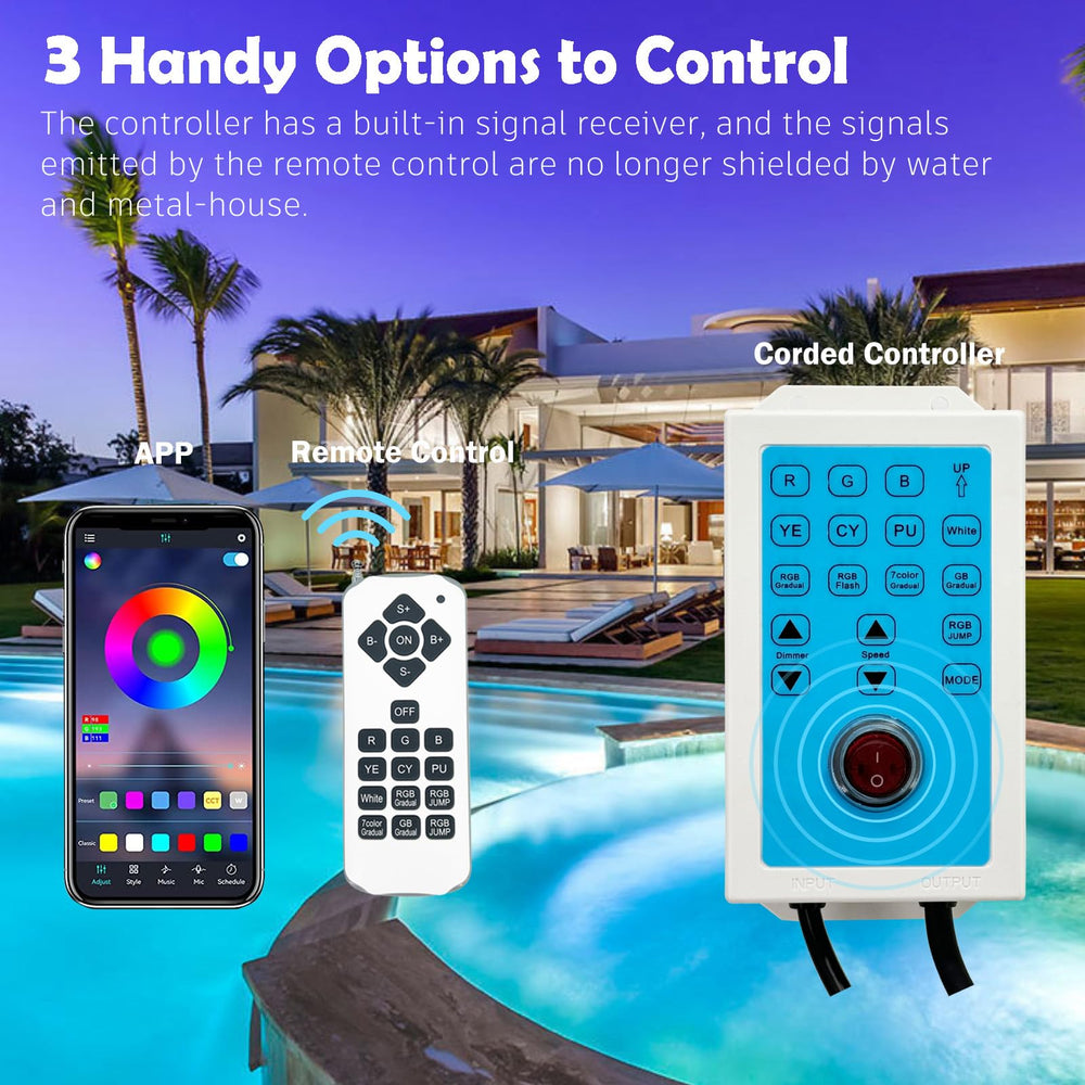 Awanhe Pool Light remote control in hand