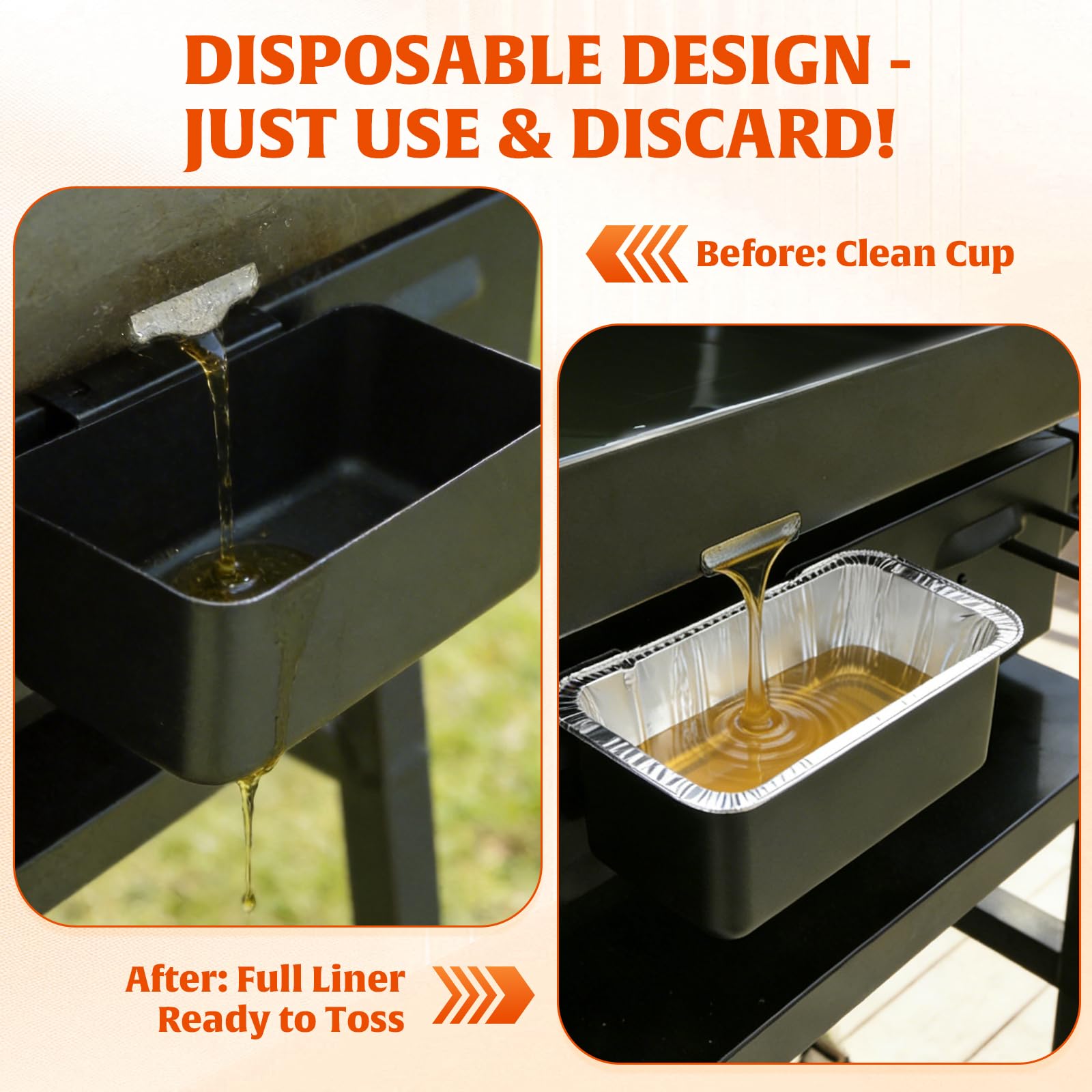 AWEASROY grease cup liners used in a Blackstone grill