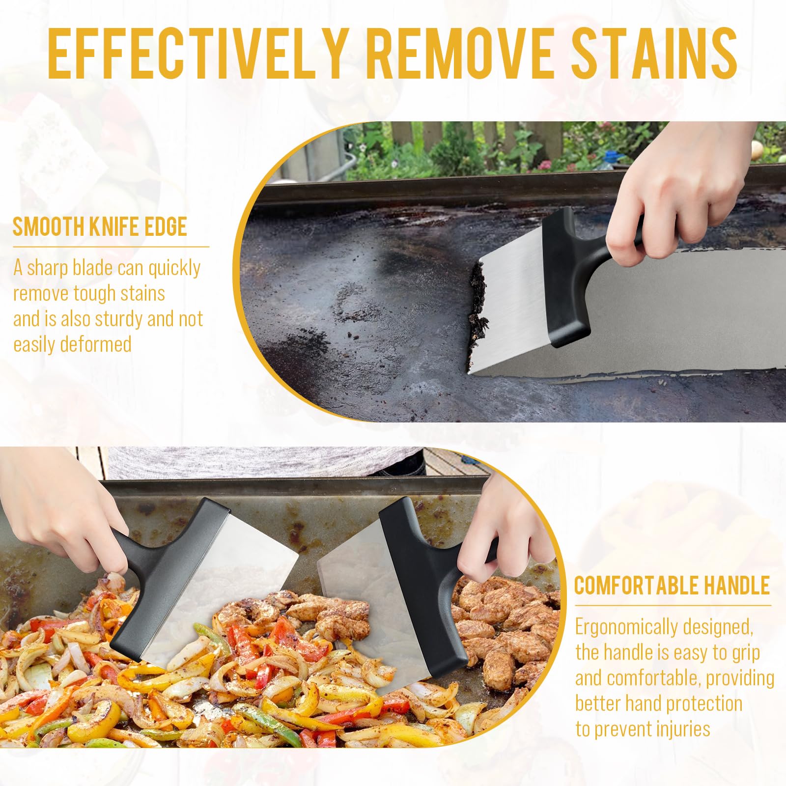AWEASROY Griddle Scraper hanging on grill side