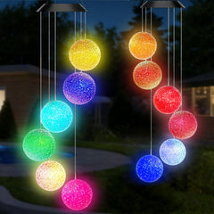 AWENDIETOU Solar Wind Chime colorful crystal ball front view