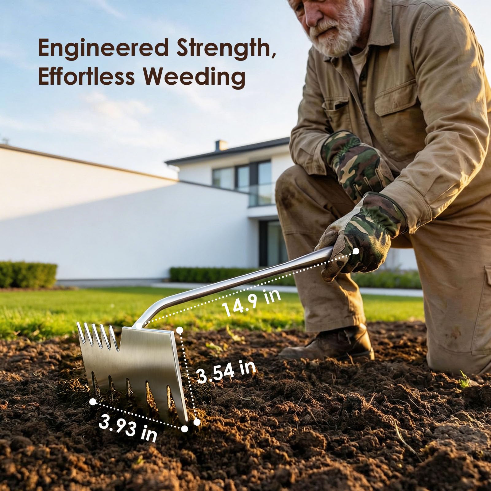 awrose Weed Puller Tool with various weeds it can handle
