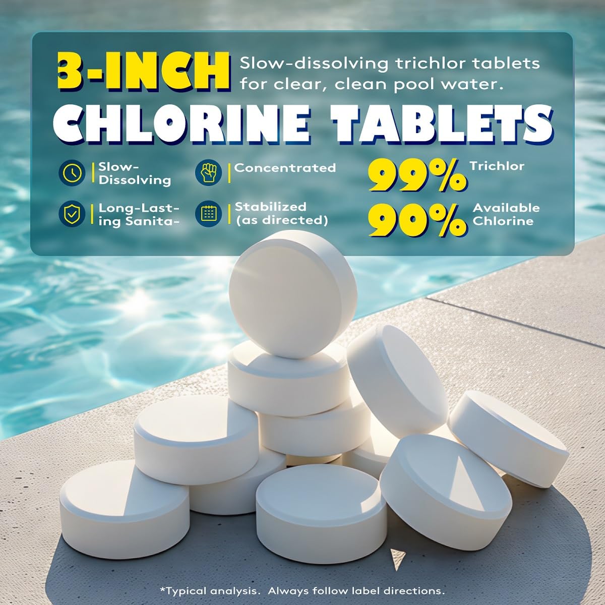 AX Poolwinsk 3 Inch Chlorine Tablets individual tablet close-up