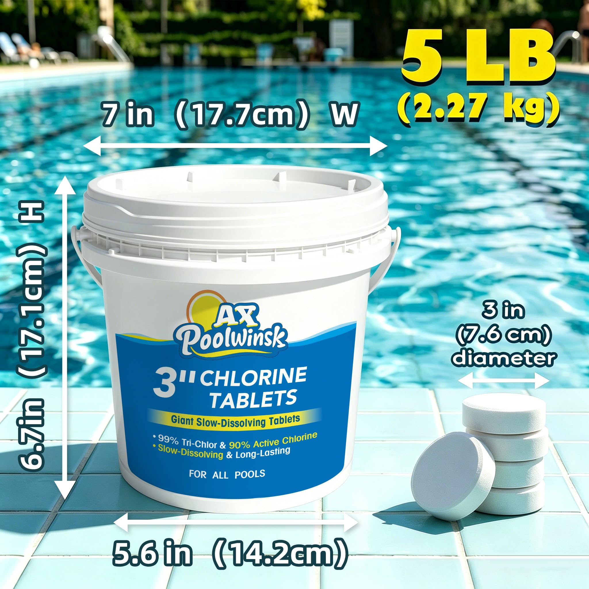 AX Poolwinsk chlorine tablets in a floating dispenser