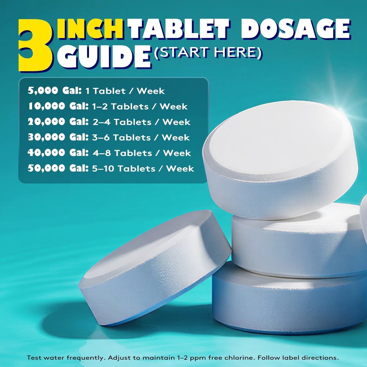 AX Poolwinsk chlorine tablets with a pool background