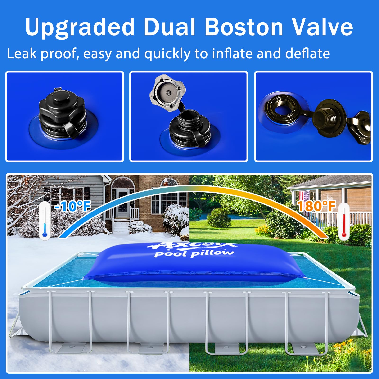 Axcoix 4x15 Ft pool pillow in use on above ground pool