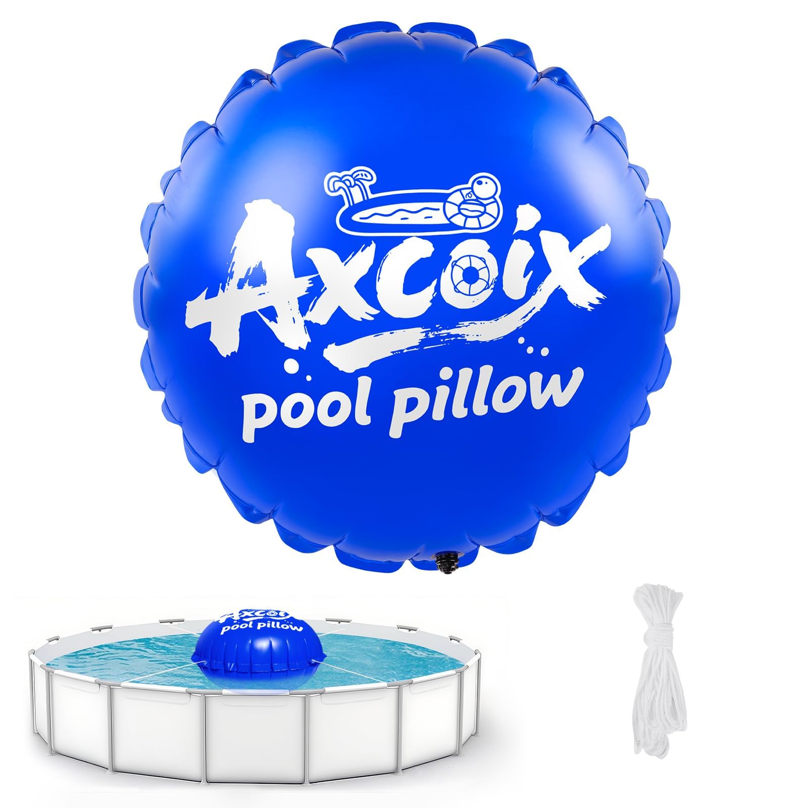 Axcoix 5x5 FT Pool Pillow front view, blue