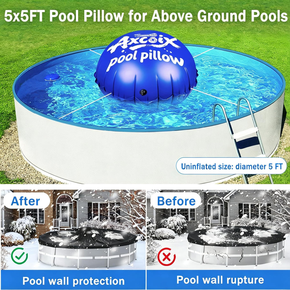 Axcoix 5x5 FT Pool Pillow with double Boston valve