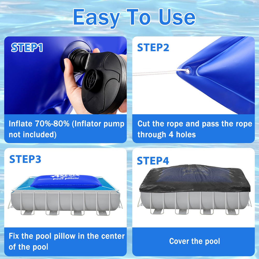 Axcoix pool pillow inflated in winter setting