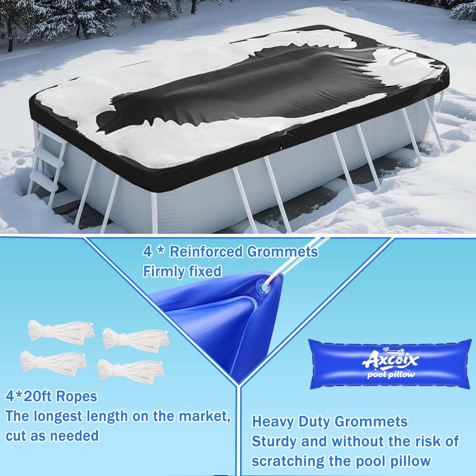 Axcoix pool pillow showing thickness and material