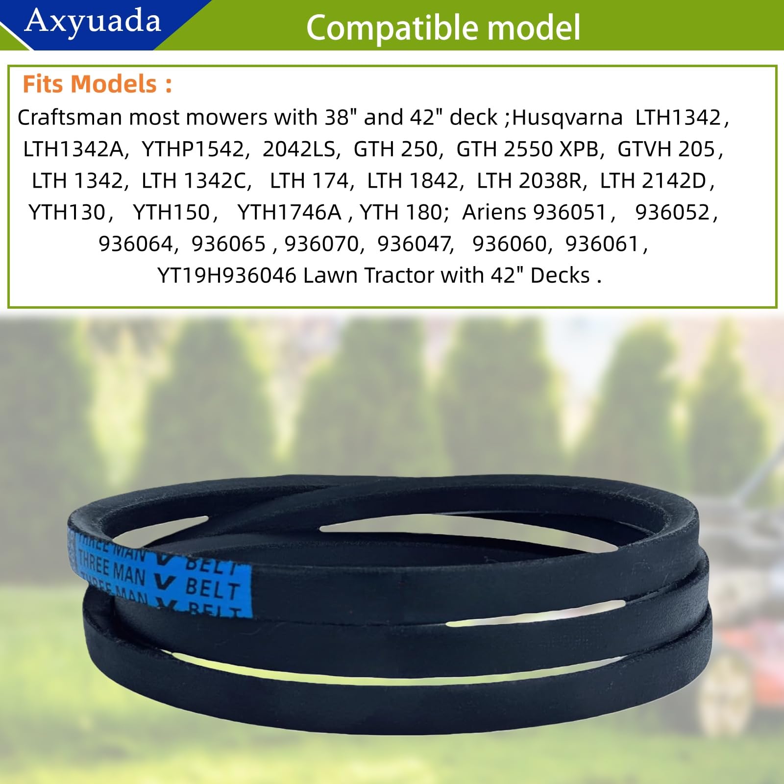 Axyuada Deck Belt 1/2 x 95 package details
