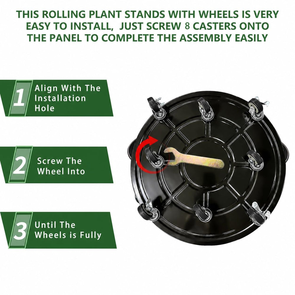 AyaLight 20 Inch Metal Plant Caddy with heavy flower pot on it
