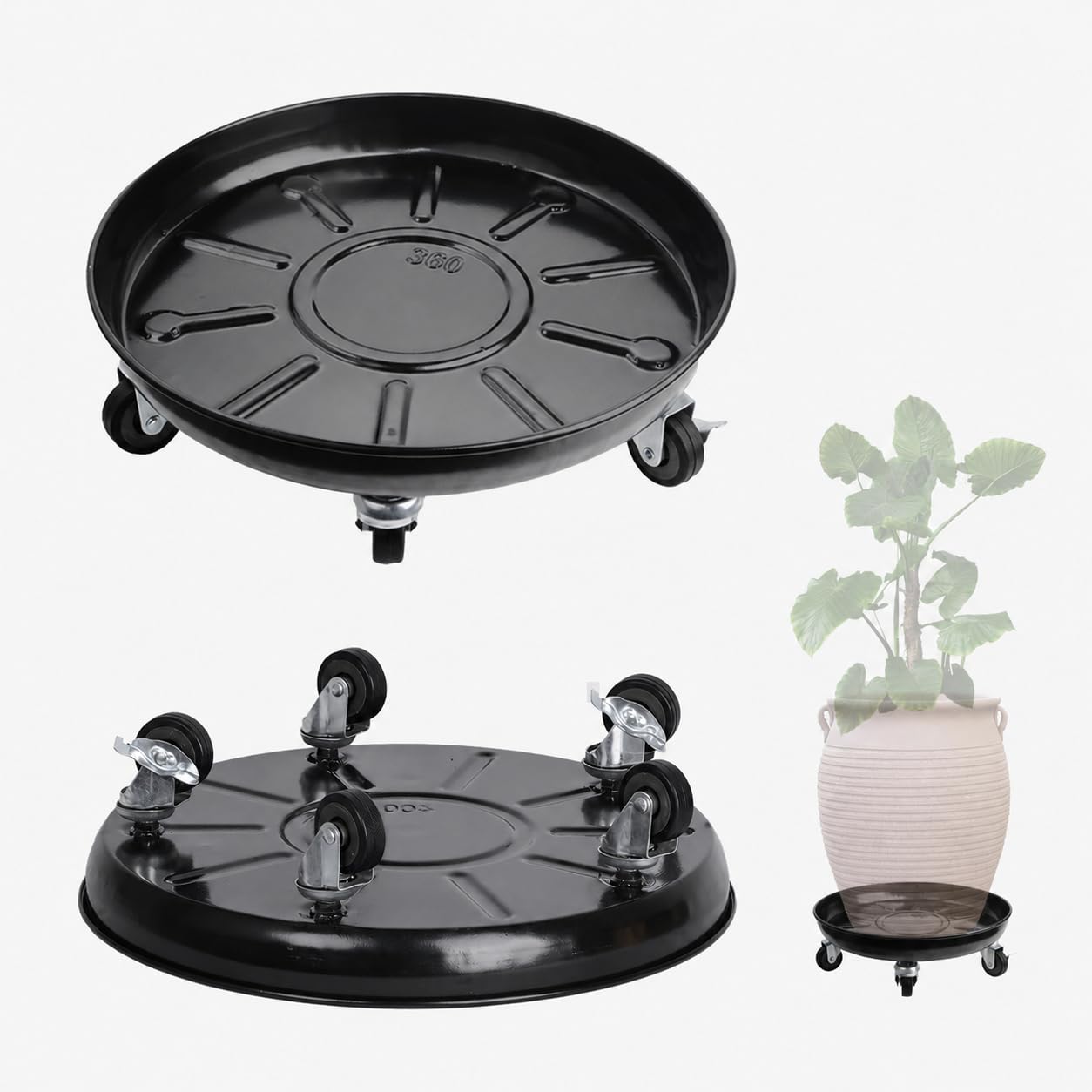 AyaLight Metal Plant Caddy with heavy flower pot