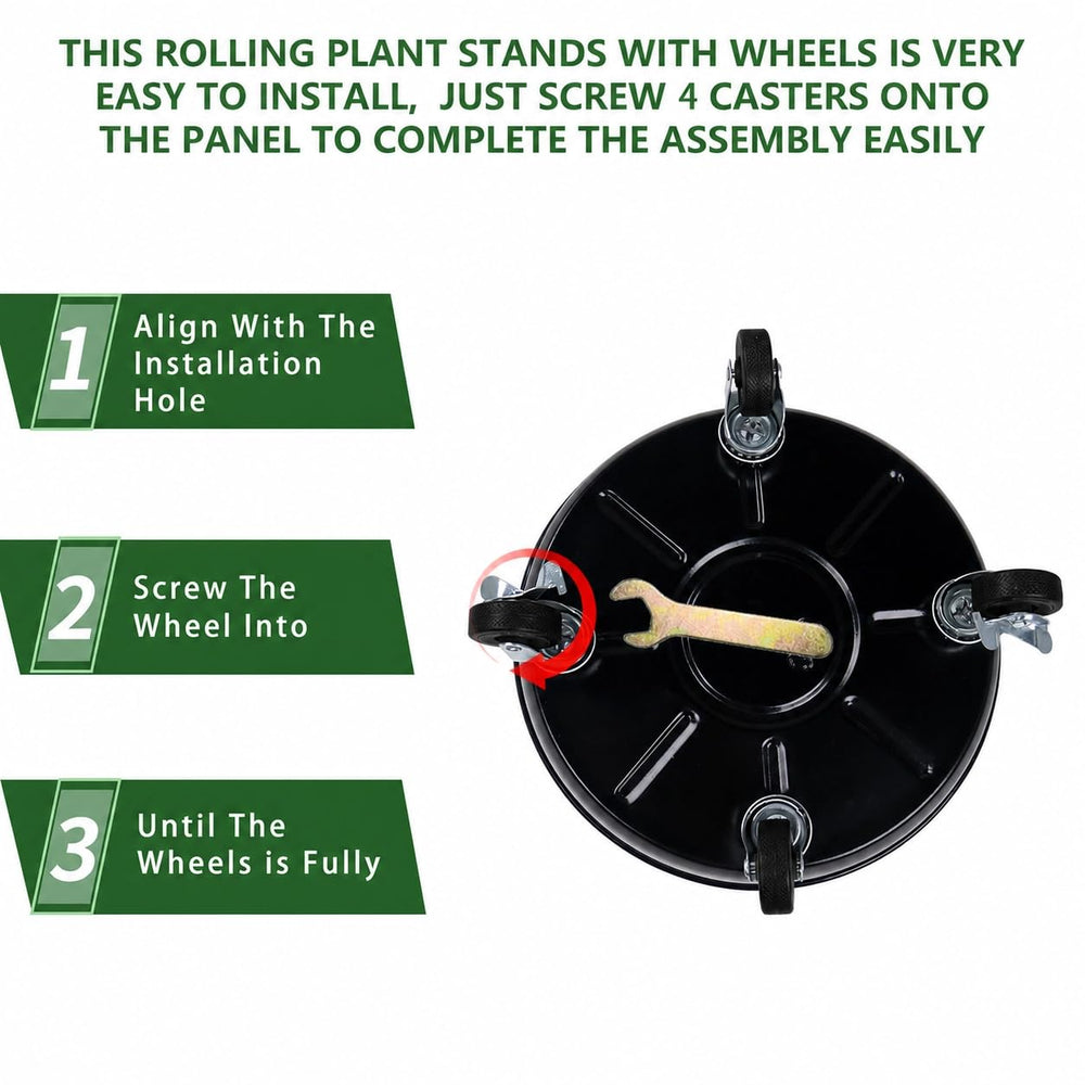AyaLight plant caddy with heavy flower pot on patio