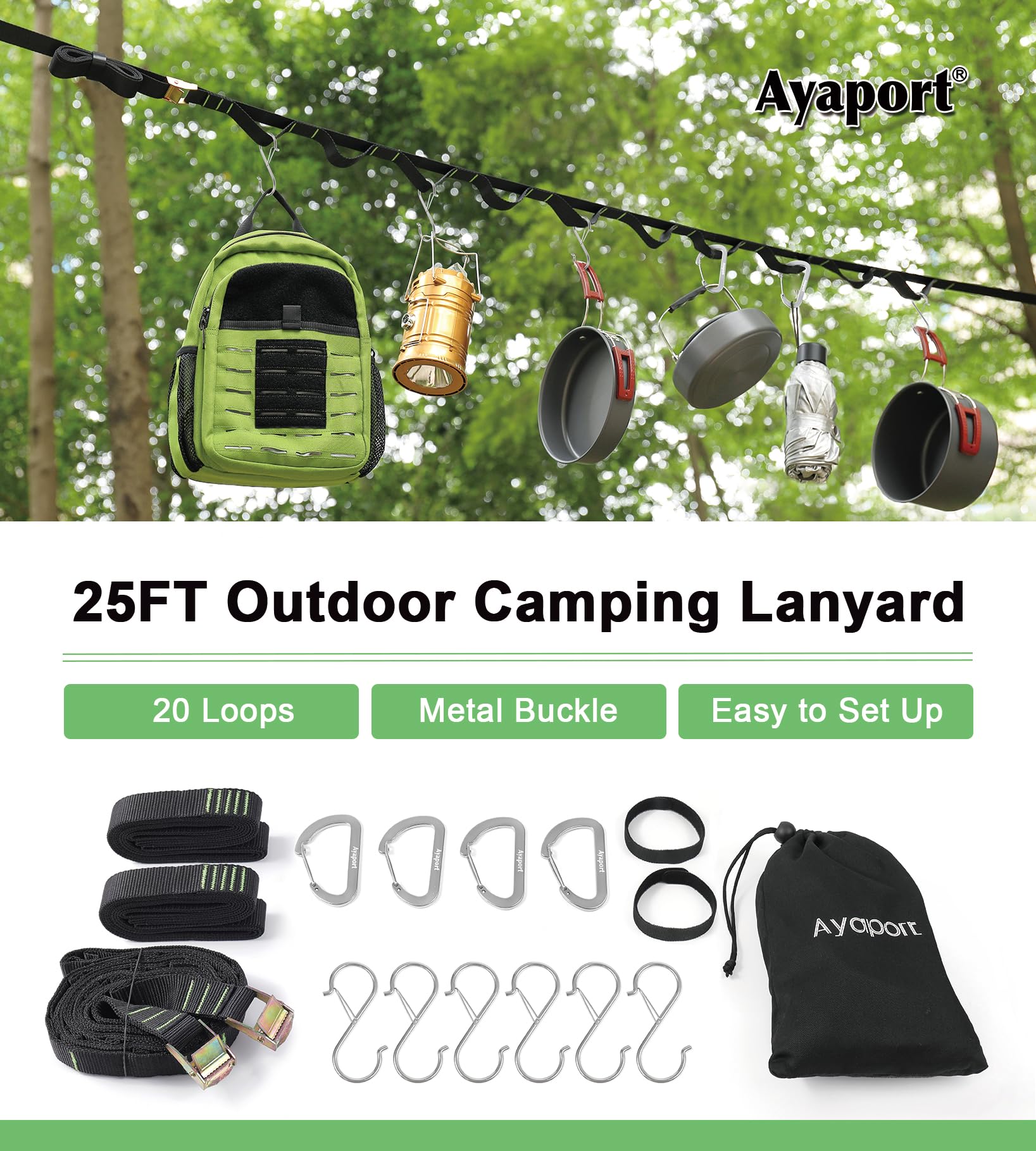 Ayaport Camping Storage Strap in black color
