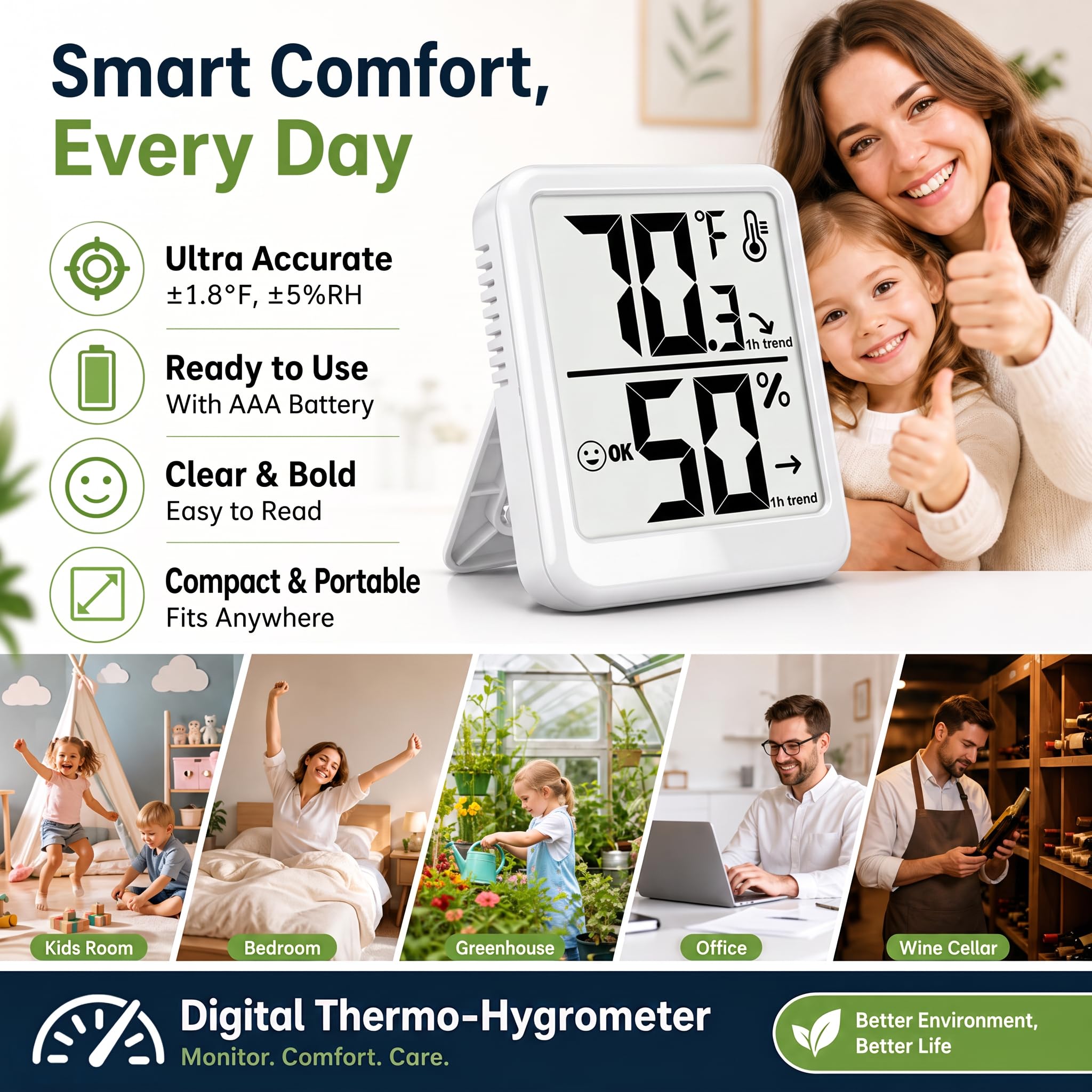 Ayawiss Digital Indoor Thermometer Hygrometer in a home setting