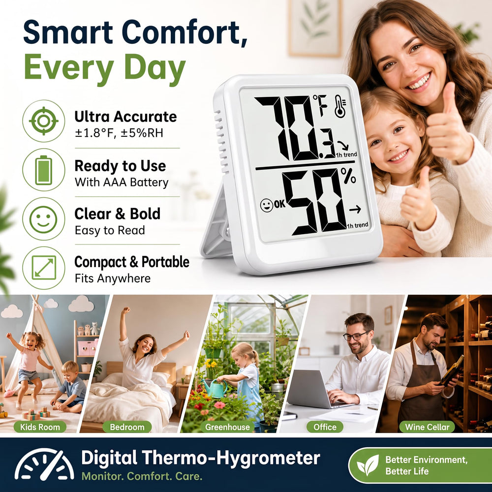 Ayawiss Digital Indoor Thermometer Hygrometer in a home setting