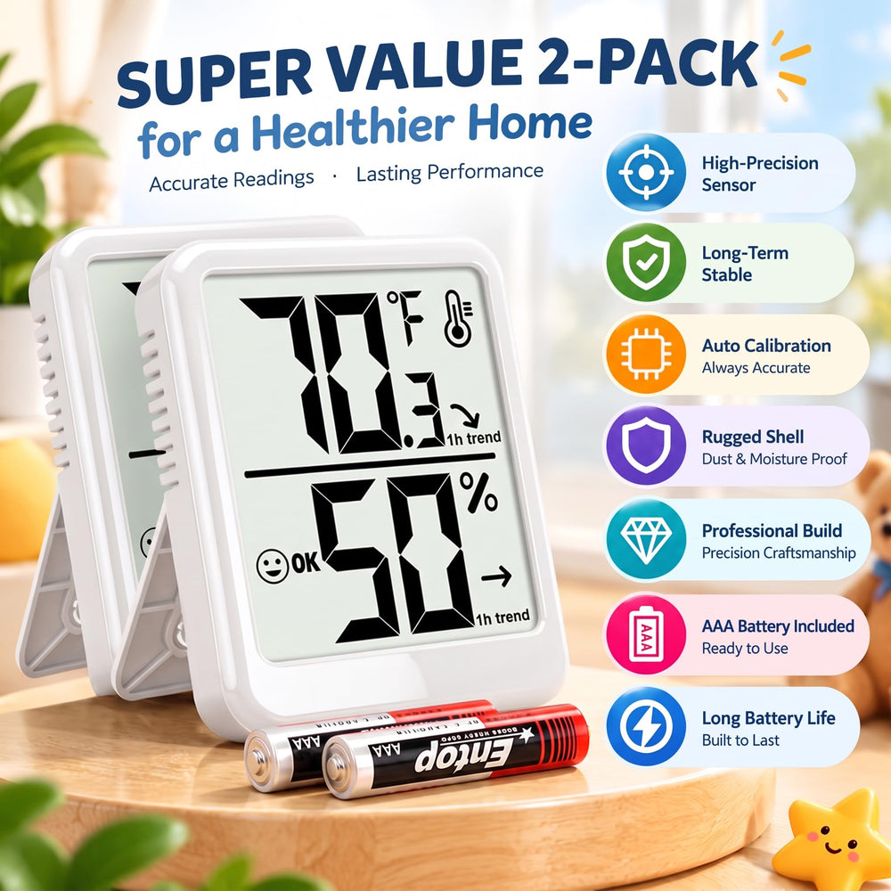 Ayawiss Digital Indoor Thermometer Hygrometer in a nursery setting