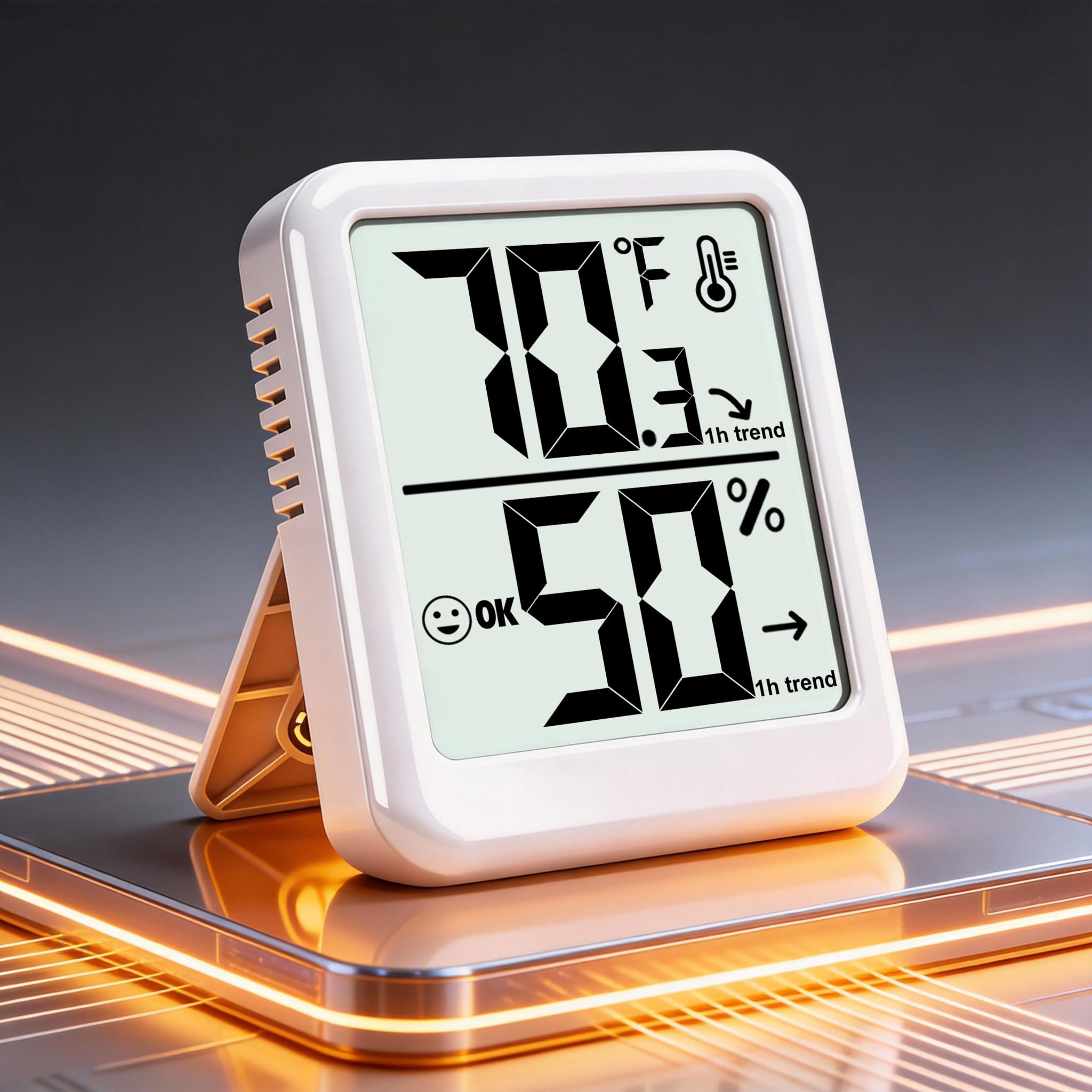 Ayawiss Digital Indoor Thermometer Hygrometer side view with stand