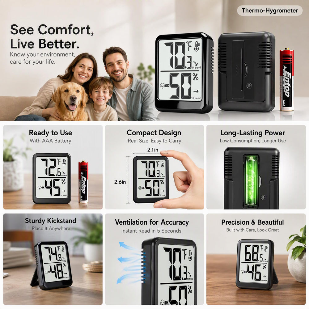 Ayawiss indoor thermometer hygrometer showing humidity measurement