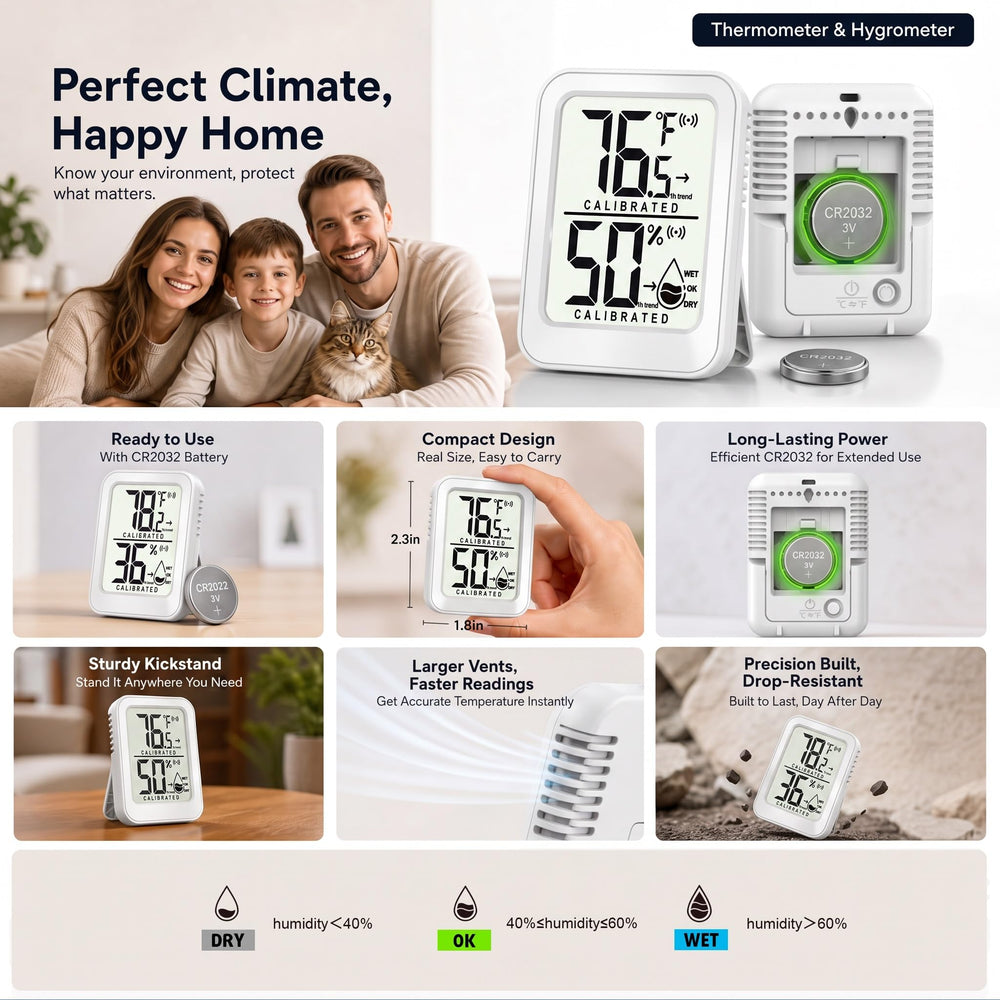 AyayaBoss thermometer with adhesive tape for wall mounting