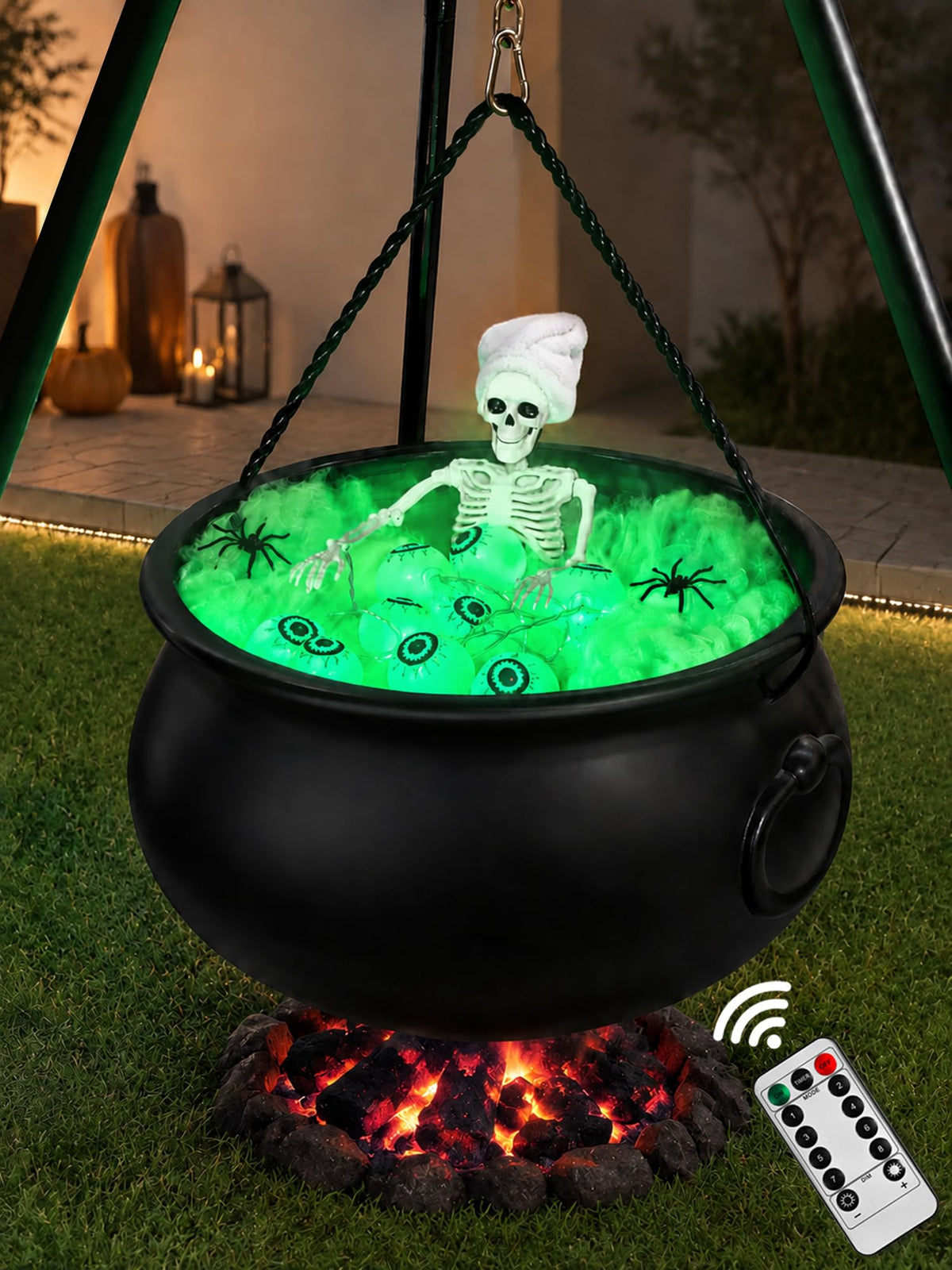AYGXU Halloween Witches Cauldron with tripod and lights