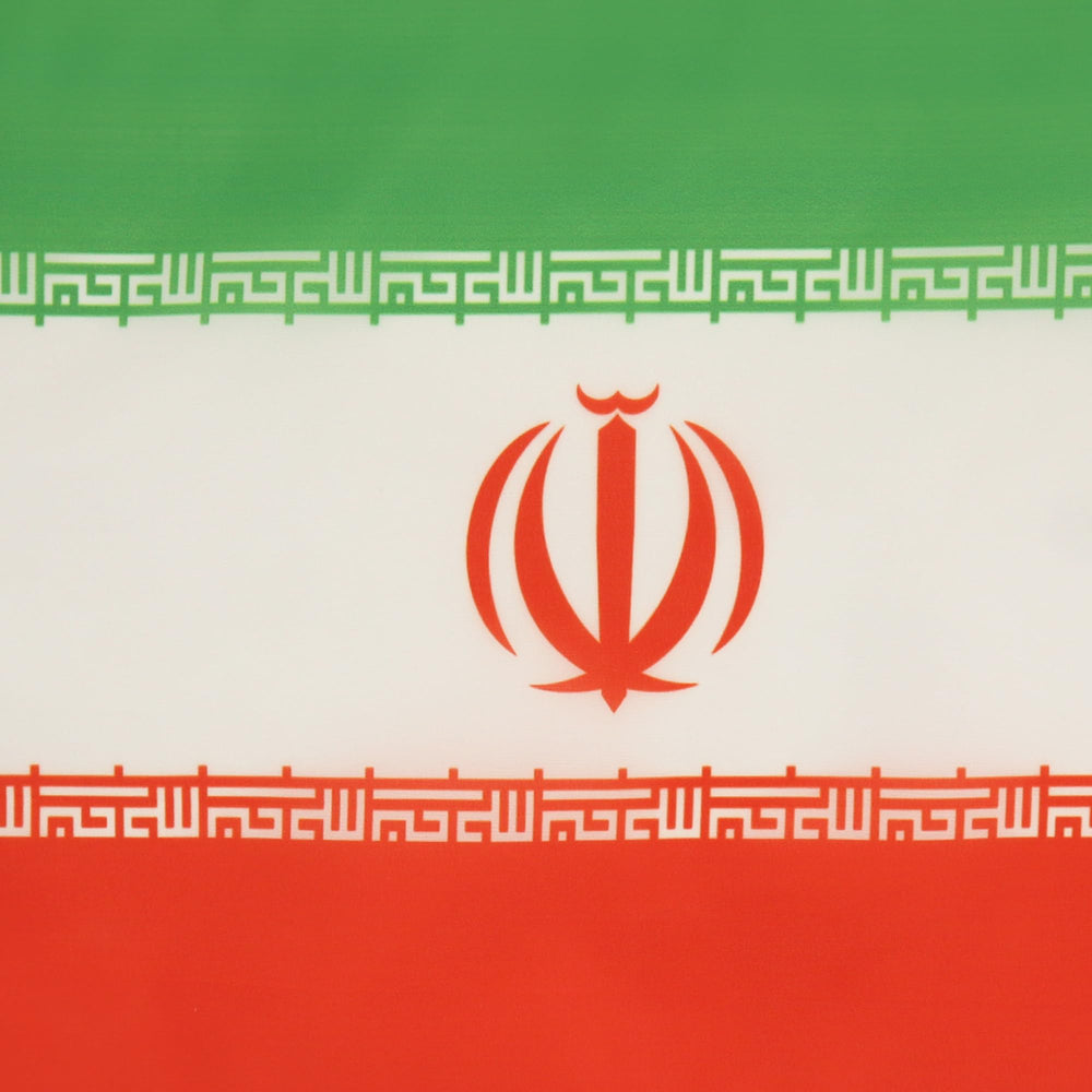 AZ FLAG Iran Flag displayed outdoors with hanging cords