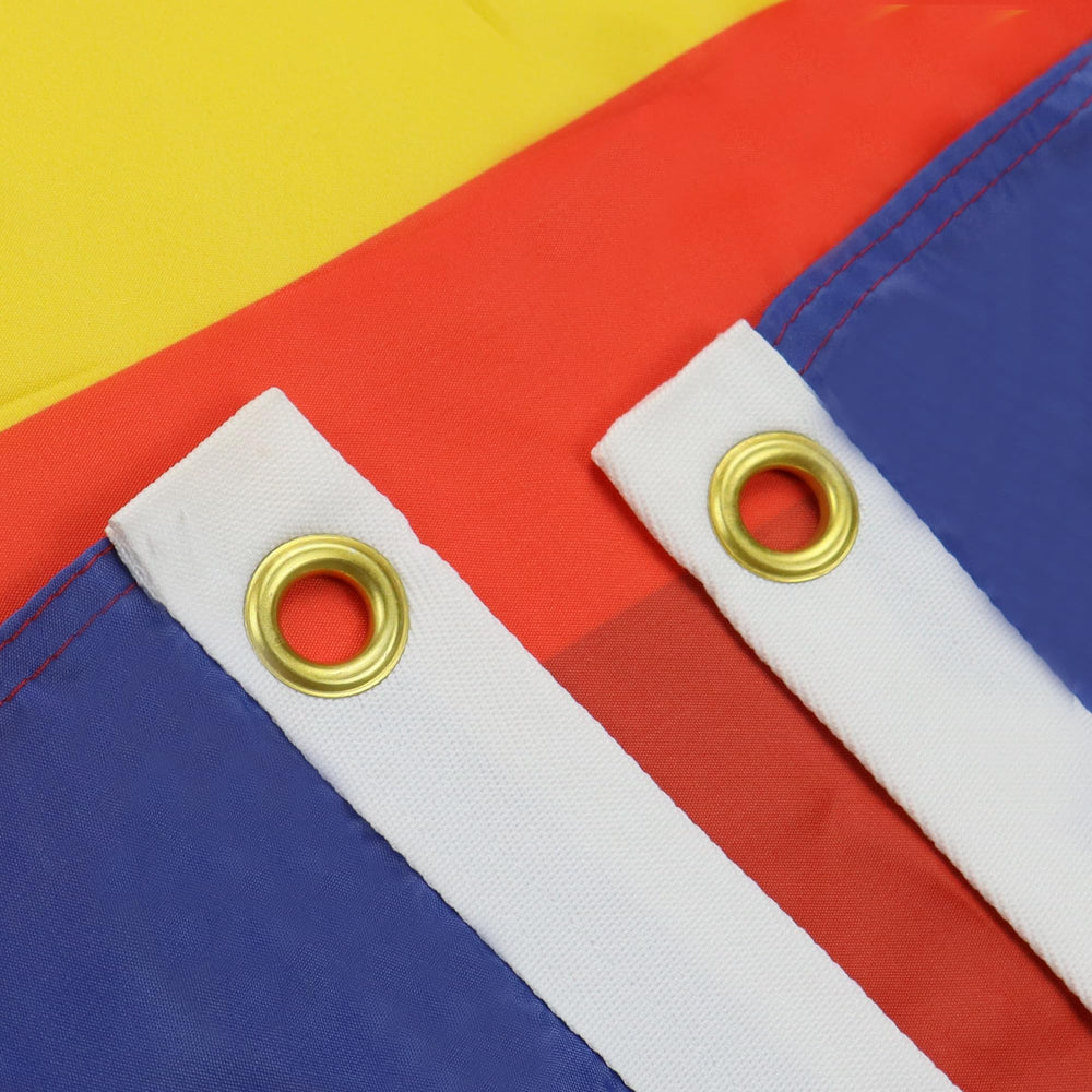 AZ FLAG Romania Flag 5x8 ft showing brass grommet detail